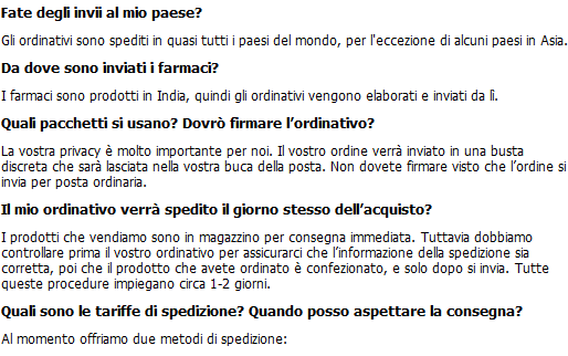 faq Spedizione